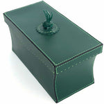 Load image into Gallery viewer, Dice cups and game box in forrest green with dice with lid closed
