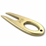 Load image into Gallery viewer, Golf divot tool solid brass showing side profile.
