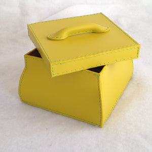 Square Yellow Box with Lid Medium