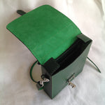 Load image into Gallery viewer, Open view of green Briefcase created completely by hand by Jack Holland
